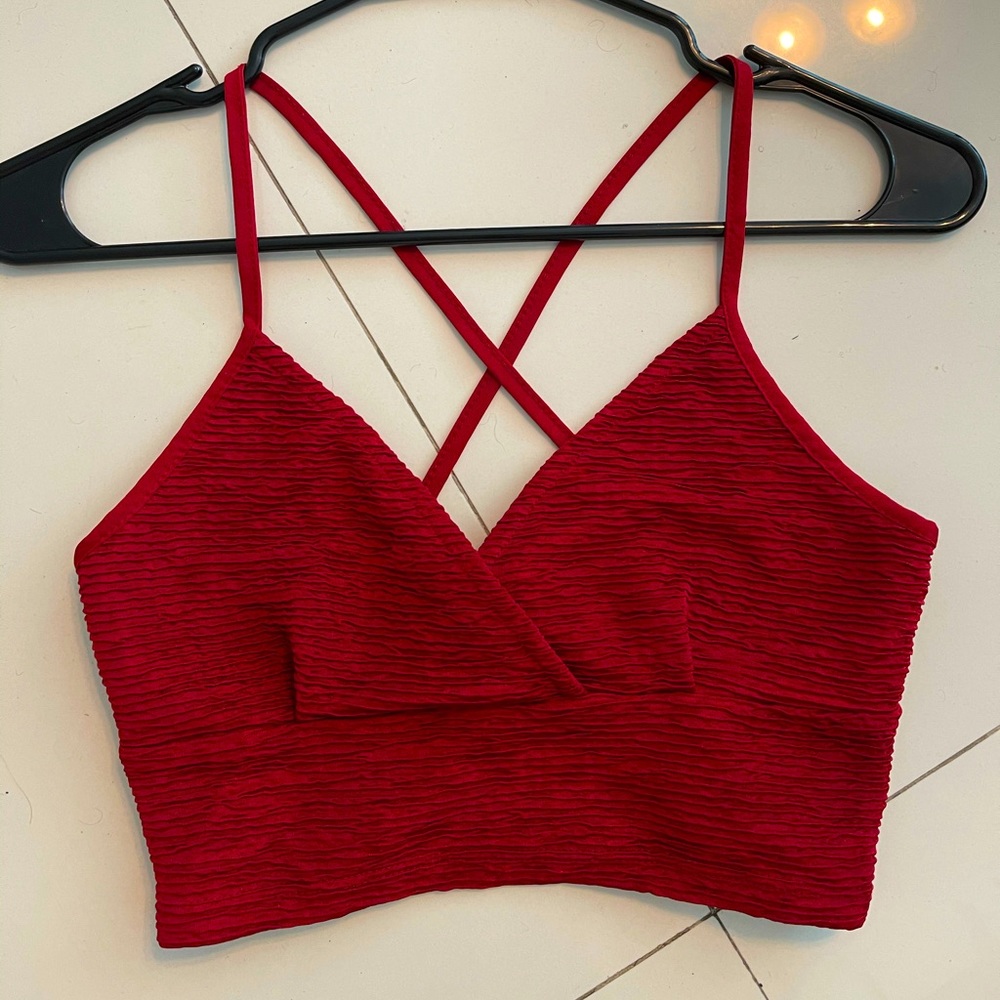 Topshop red cropped top